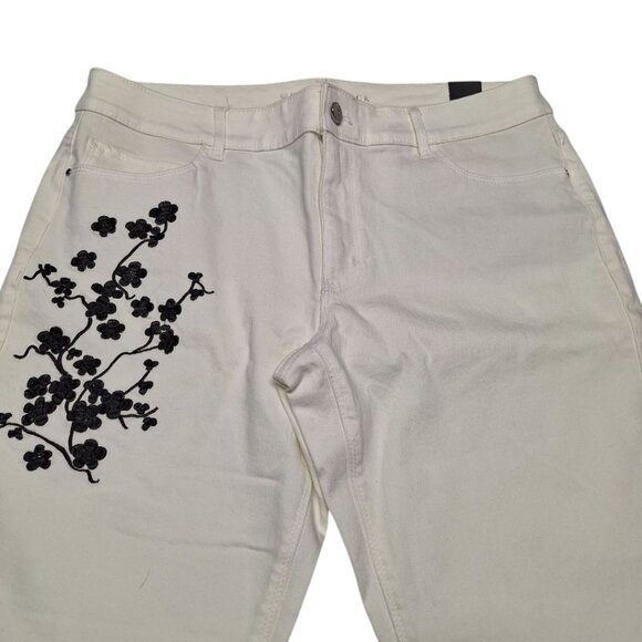 WHBM White House Black Market Pants Cropped Embelished Embroidered Womens 12 - Picture 3 of 10